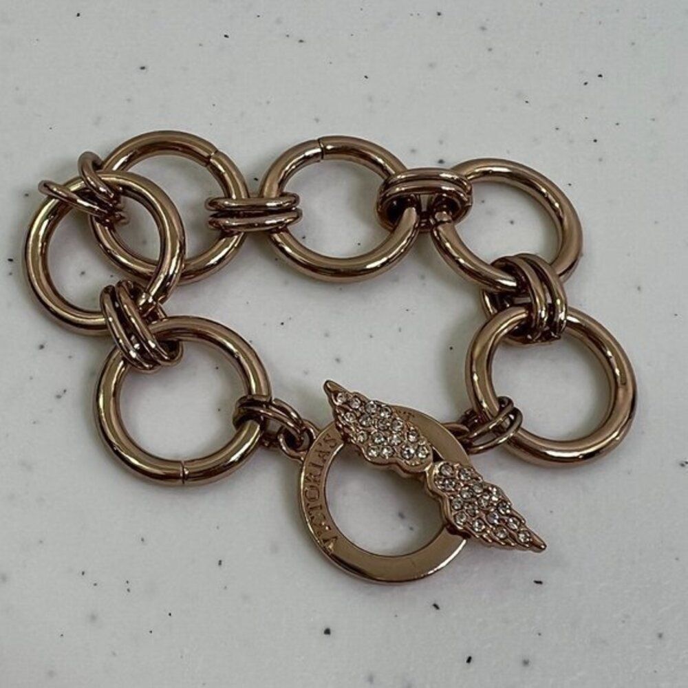 Victorias Secret Bracelet Chain Gold Tone Rhinestone Wings Link Big Statement  U